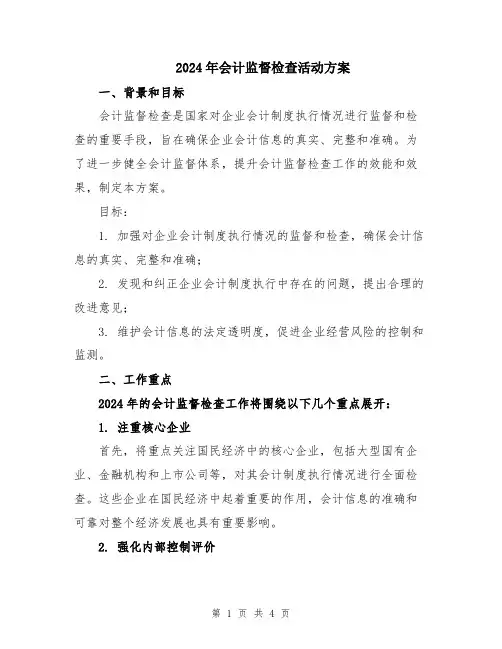 2024年会计监督检查活动方案