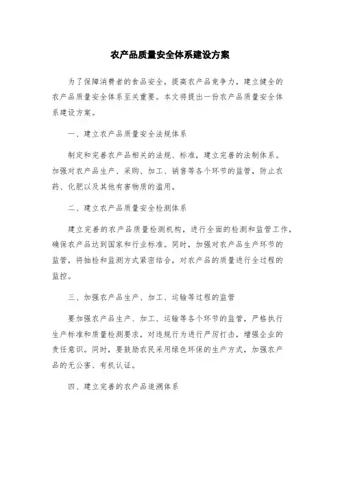 农产品质量安全体系建设方案