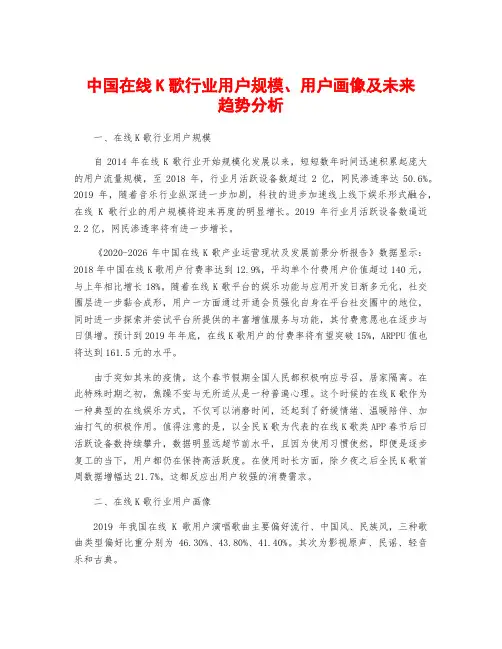 中国在线K歌行业用户规模、用户画像及未来趋势分析