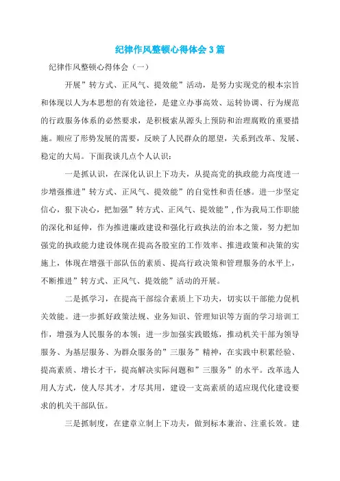 纪律作风整顿心得体会3篇