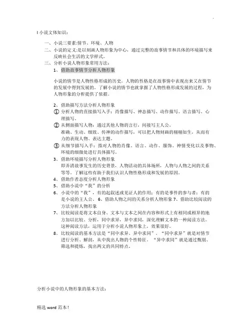 分析小说人物形象的方法
