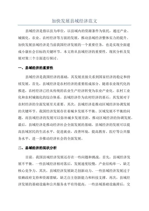 加快发展县域经济范文