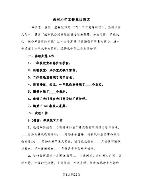 2023年农村小学工作总结例文(四篇)