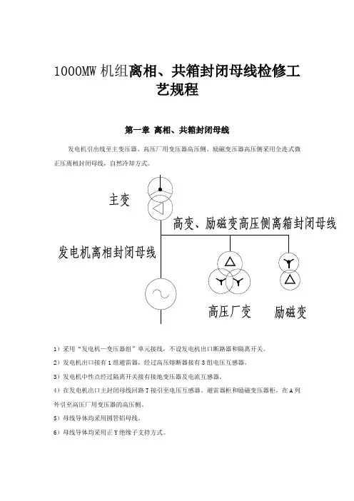 1000MW机组离相、共箱封闭母线检修工艺规程