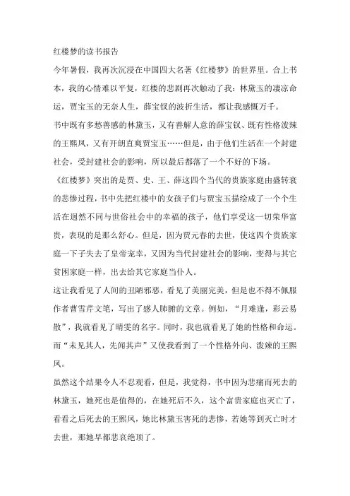 红楼梦的读书报告