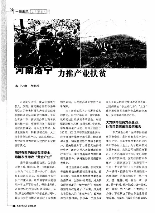 河南洛宁 力推产业扶贫