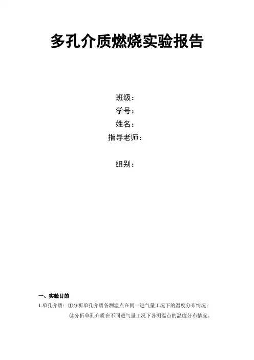 多孔介质燃烧实验报告1