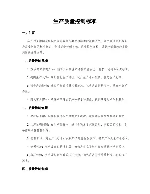生产质量控制标准