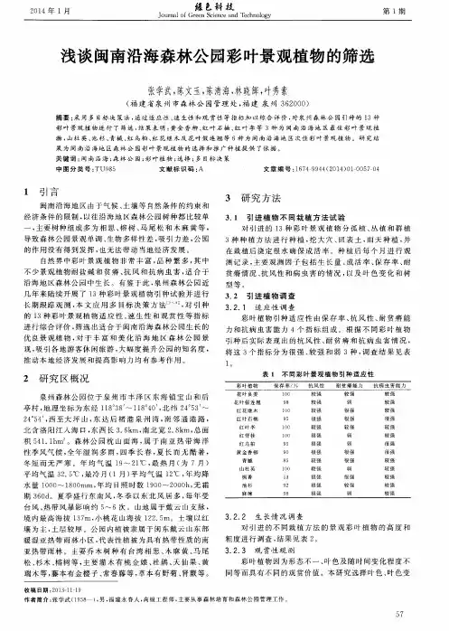 浅谈闽南沿海森林公园彩叶景观植物的筛选
