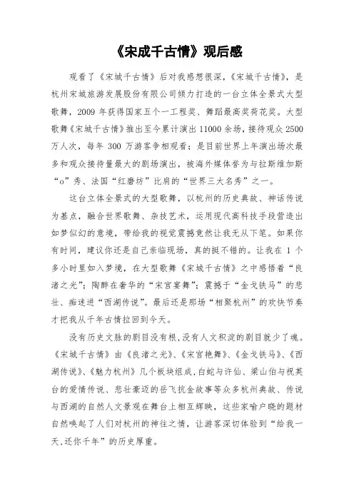 《宋成千古情》观后感_小学作文