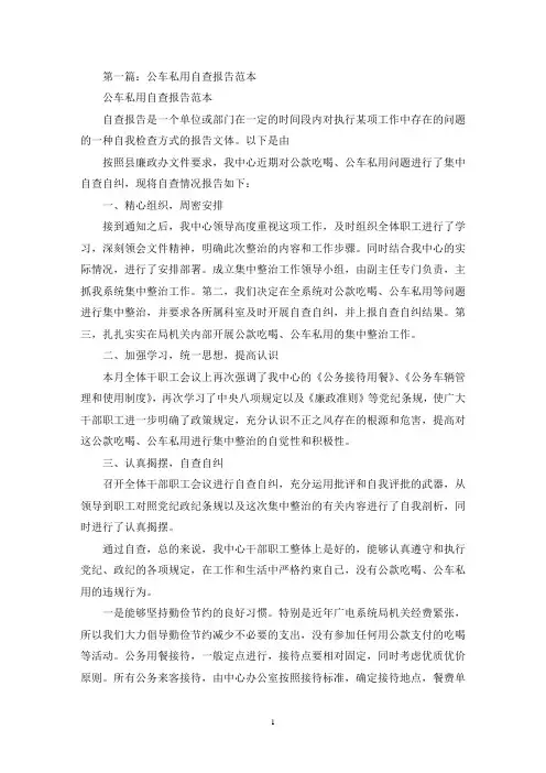 公车私用自查报告(精选多篇最新)