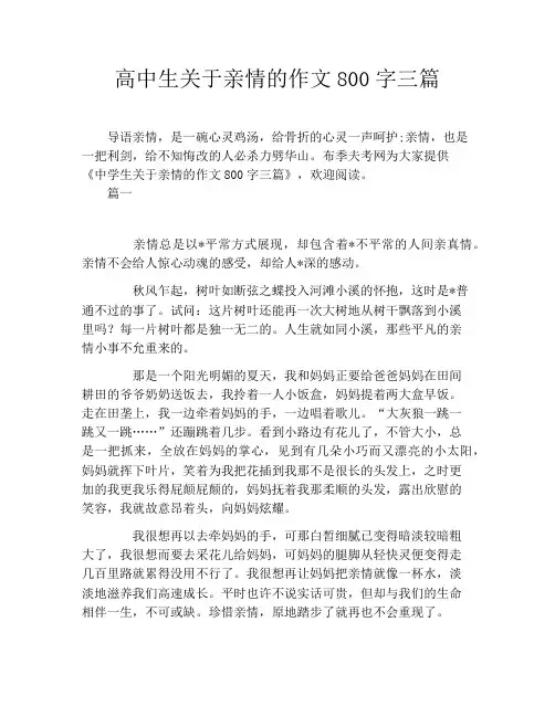 高中生关于亲情的作文800字三篇