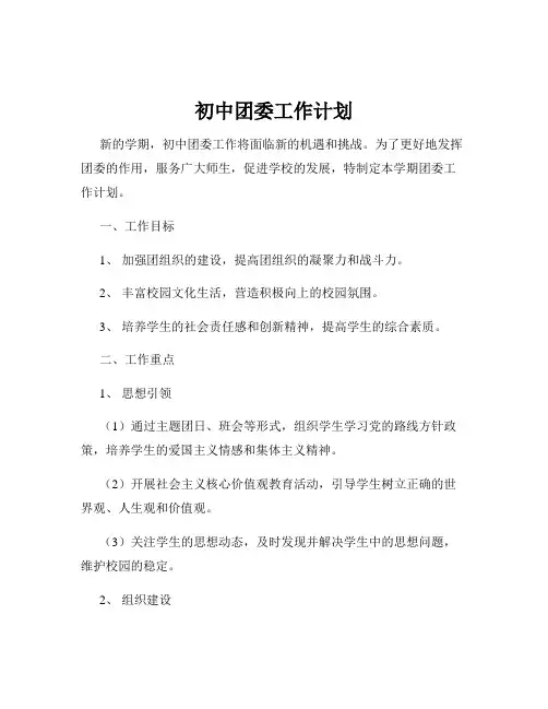初中团委工作计划