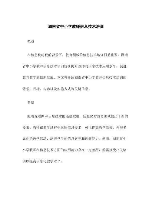 湖南省中小学教师信息技术培训