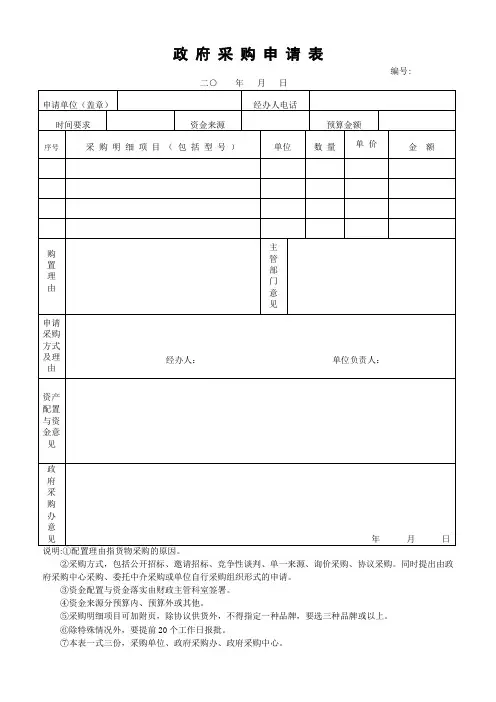 政 府 采 购 申 请 表_2