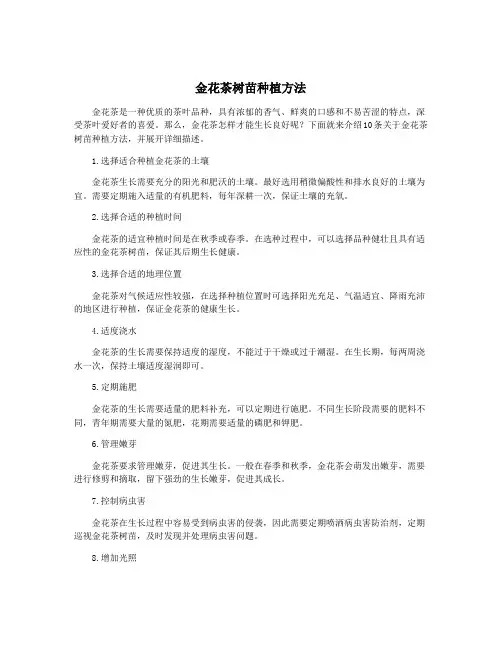 金花茶树苗种植方法