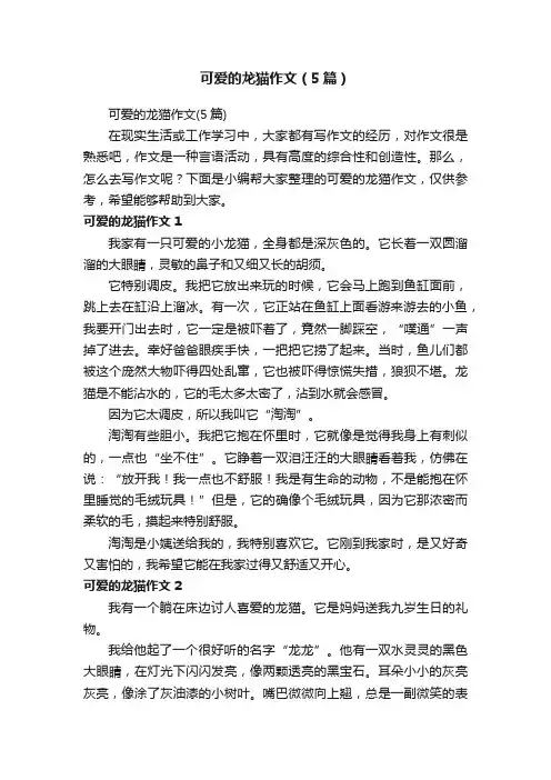 可爱的龙猫作文（5篇）
