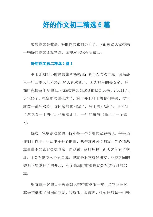 好的作文初二精选5篇