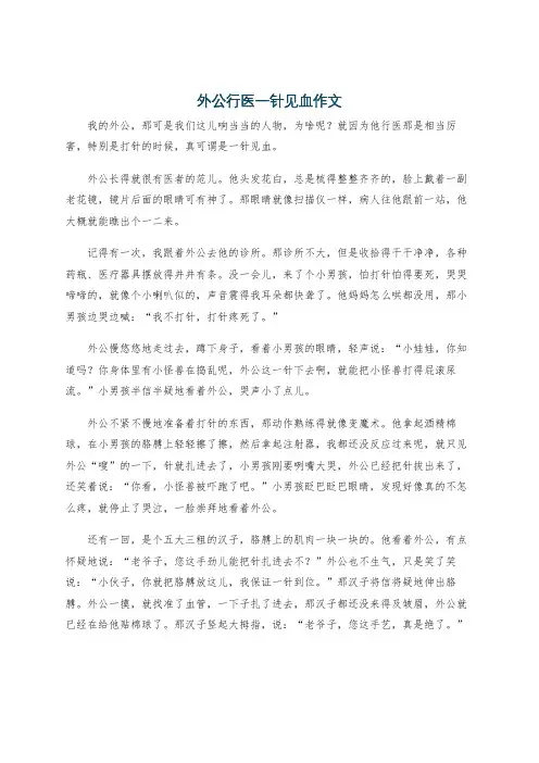 外公行医一针见血作文
