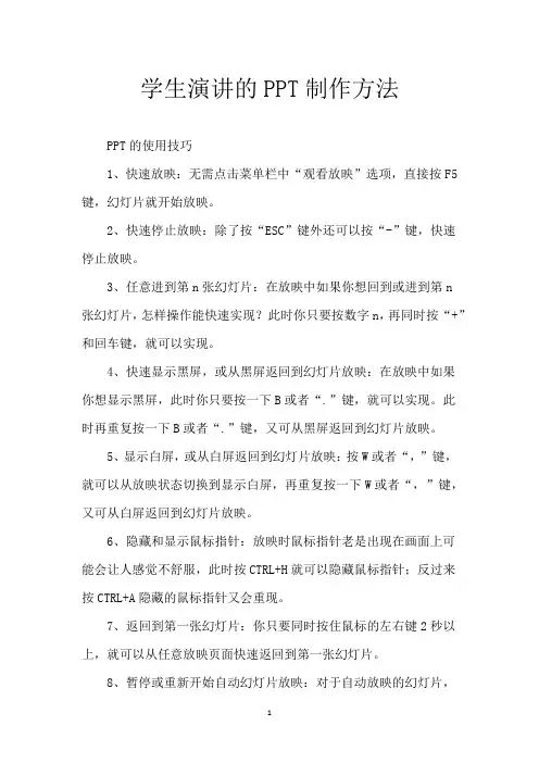 学生演讲的PPT制作方法
