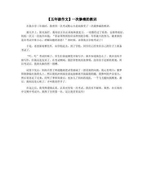 【五年级作文】一次惨痛的教训