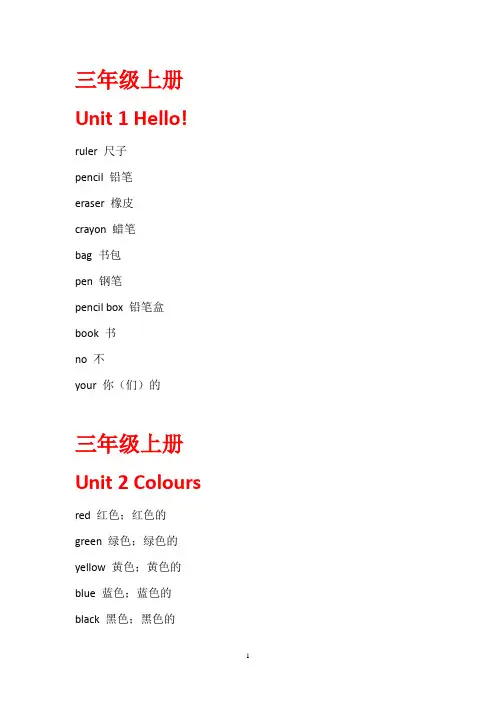 【已整理】PEP人教版小学英语单词表-按单元整理(与教材完全一致)