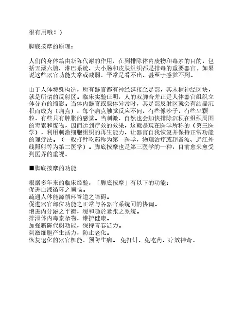 脚底按摩及穴位彩图