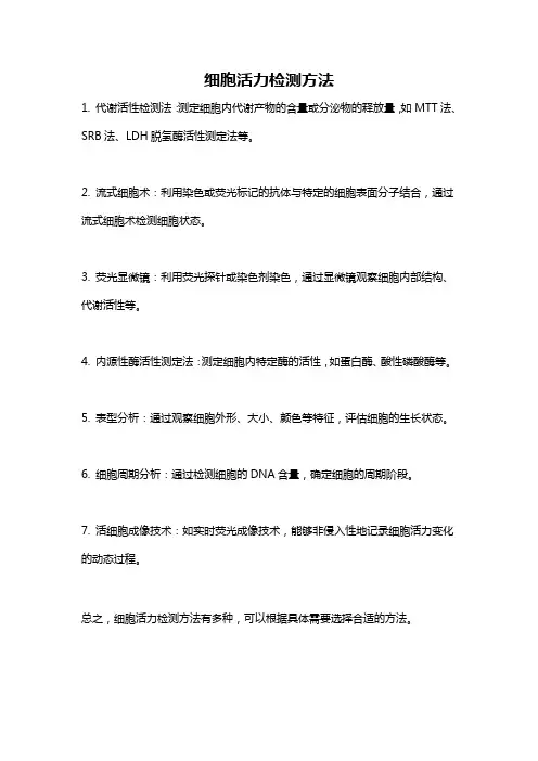 细胞活力检测方法