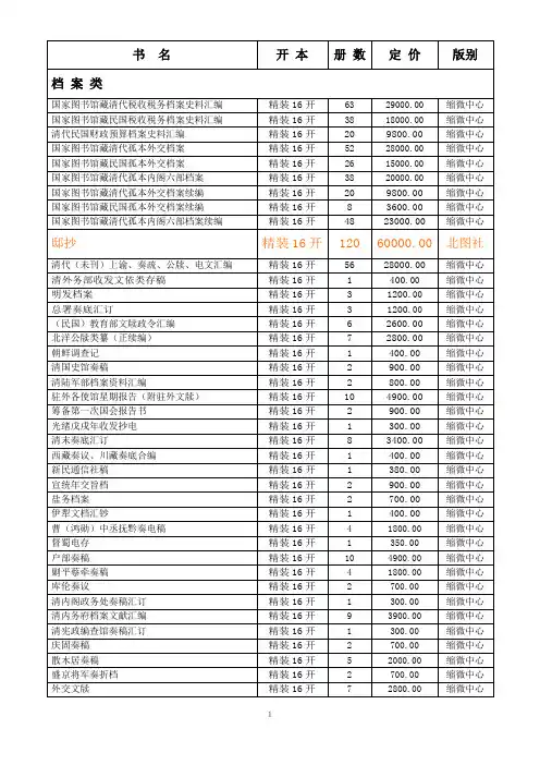 缩微书目一览表