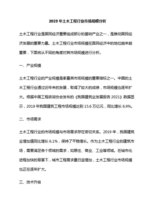 2023年土木工程行业市场规模分析
