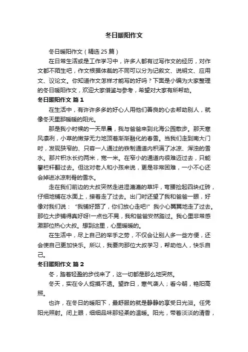 冬日暖阳作文（精选25篇）