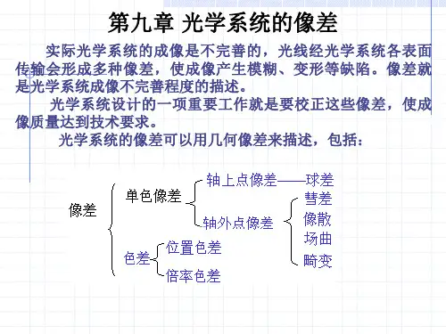 华中科技大学 《应用光学》课程PPT——第九章 光学系统的像差