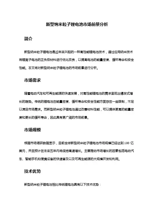 2024年新型纳米粒子锂电池市场前景分析