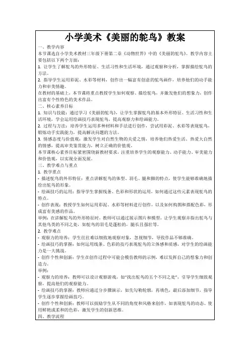 小学美术《美丽的鸵鸟》教案