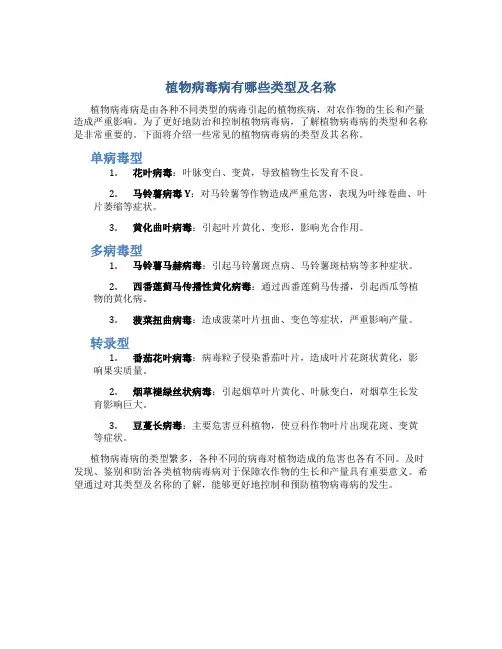 植物病毒病有哪些类型及名称