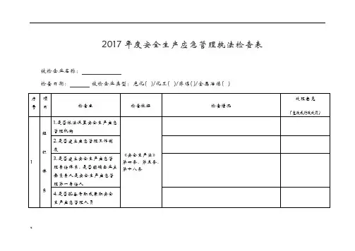 应急管理执法检查表