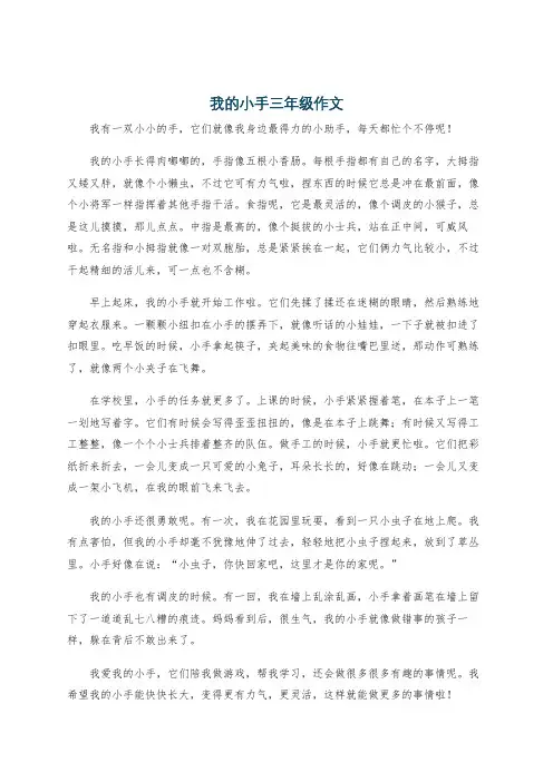 我的小手三年级作文