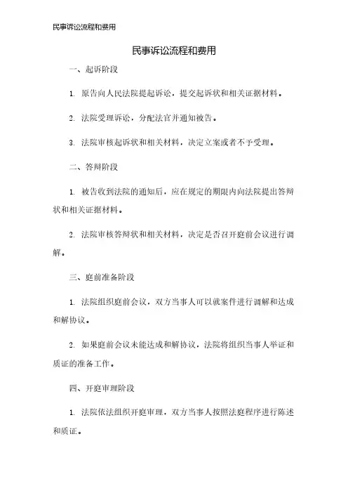 民事诉讼流程和费用