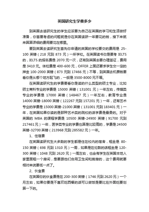 英国研究生学费多少