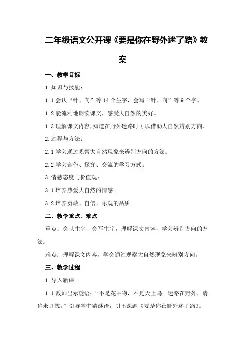 二年级语文公开课《要是你在野外迷了路》教案