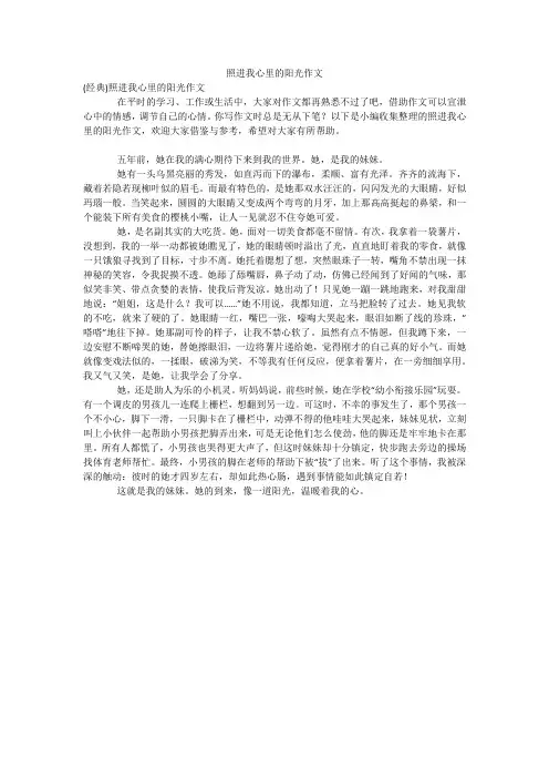 照进我心里的阳光作文