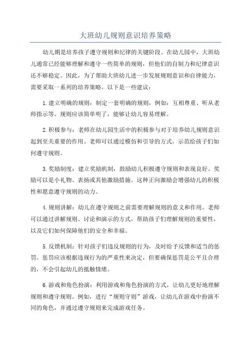 大班幼儿规则意识培养策略