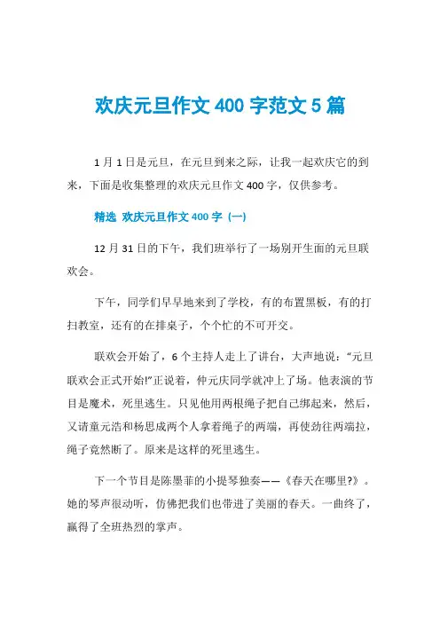 欢庆元旦作文400字范文5篇