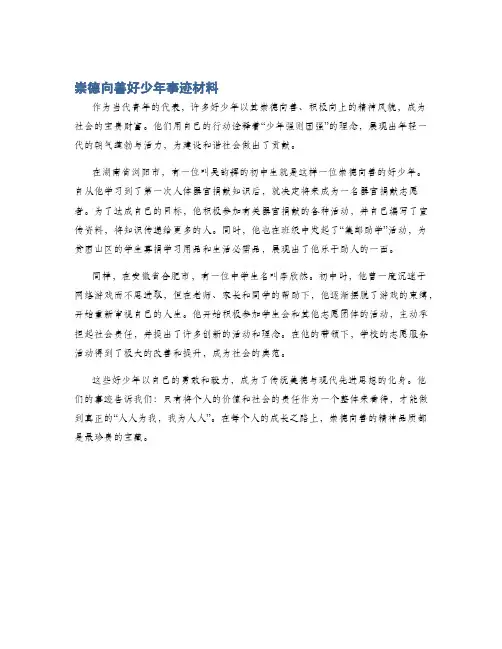 崇德向善好少年事迹材料