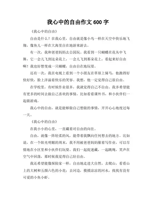 我心中的自由作文600字