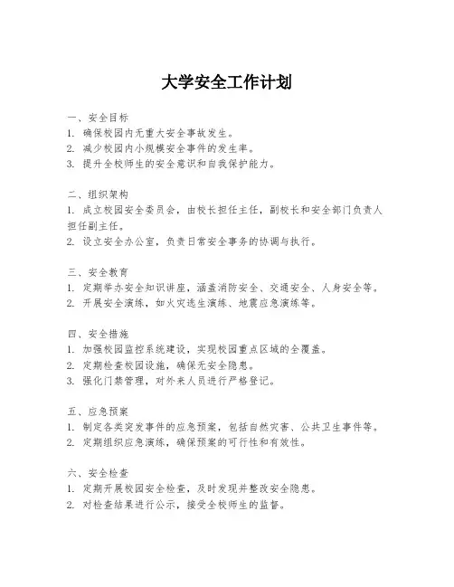 大学安全工作计划