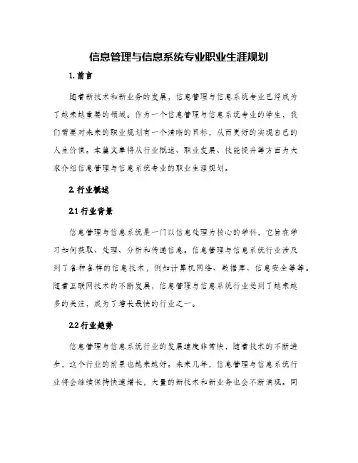 信息管理与信息系统专业职业生涯规划
