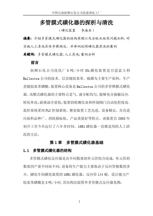 多管膜式磺化器的探析与清洗