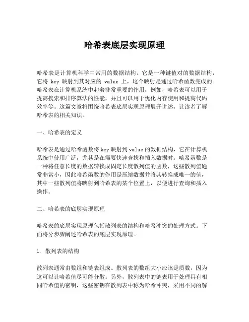 哈希表底层实现原理