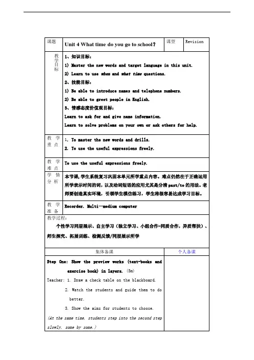 鲁教版英语六年级下Unit4 What time do you go to school (6)